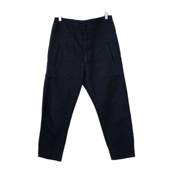 Isabel Marant Etoile Womens Pants 40 Charcoal Cotton Linen Zip Pockets Raluni - Picture 1 of 16